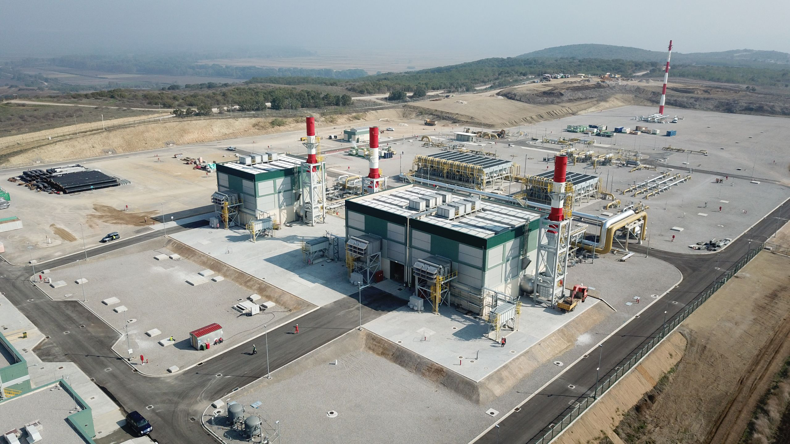 Vista aerea della stazione di compressione di Kipoi, Grecia, ottobre 2019